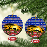 South Africa Christmas Ceramic Ornament African Culture Protea Flower Safari Sunset