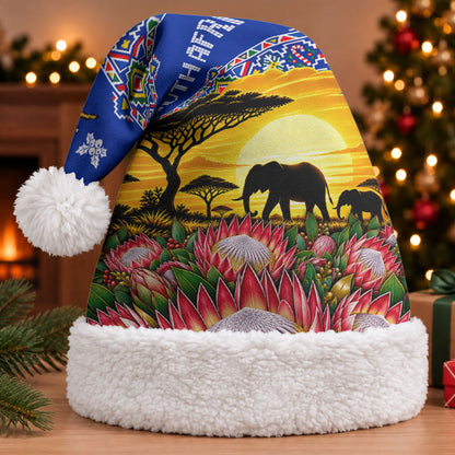 South Africa Christmas Santa Hat African Culture Protea Flower Safari Sunset