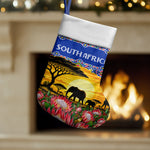 South Africa Christmas Stocking African Culture Protea Flower Safari Sunset