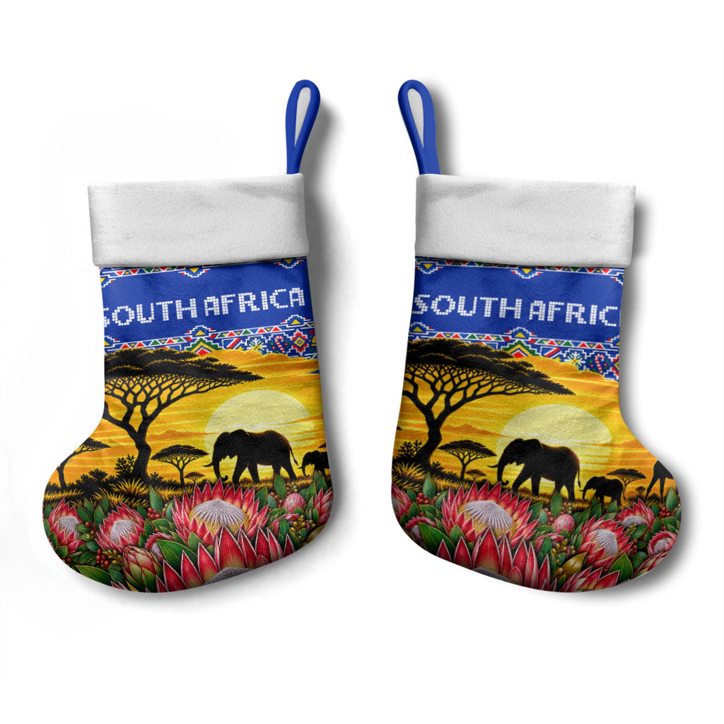 South Africa Christmas Stocking African Culture Protea Flower Safari Sunset