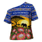 South Africa Christmas Cross Shoulder Shirt African Culture Protea Flower Safari Sunset