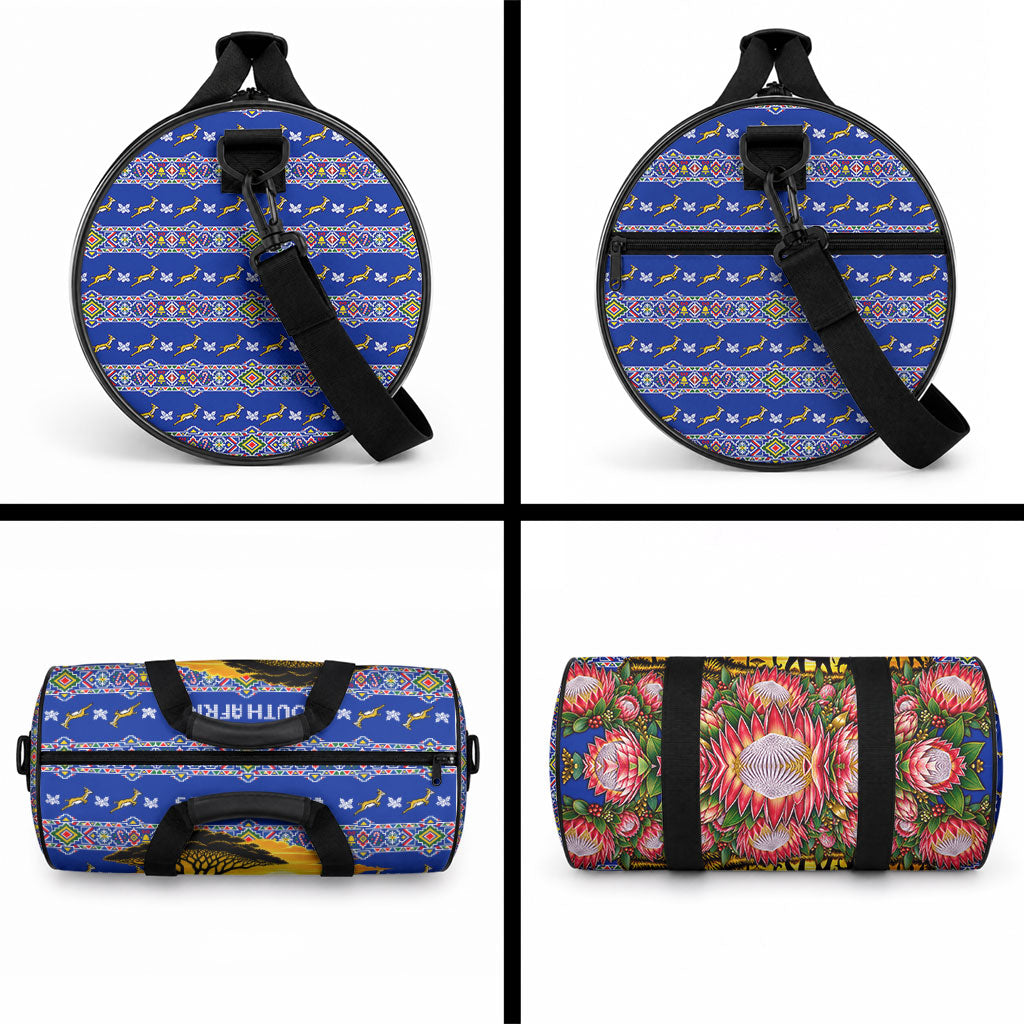 South Africa Christmas Duffle Bag African Culture Protea Flower Safari Sunset