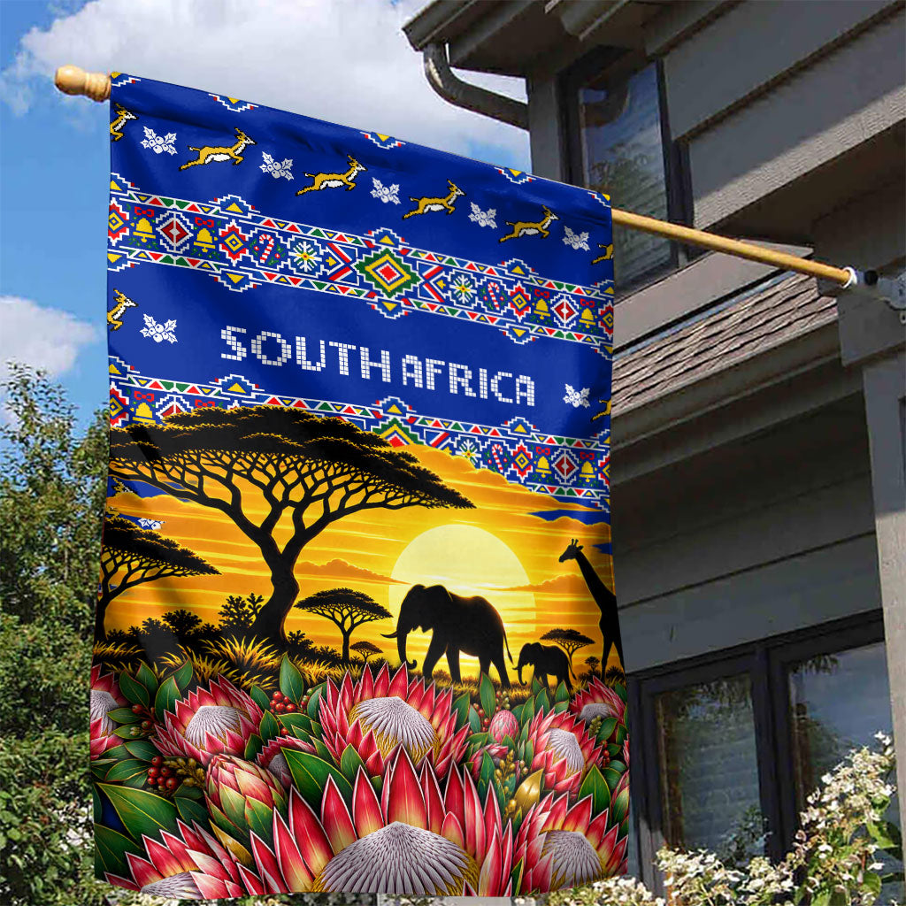 South Africa Christmas Garden Flag African Culture Protea Flower Safari Sunset