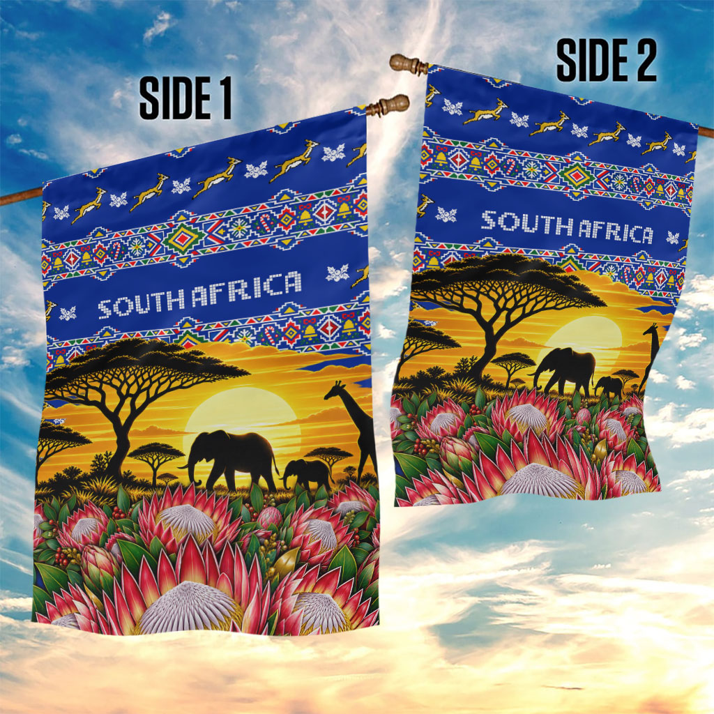 South Africa Christmas Garden Flag African Culture Protea Flower Safari Sunset