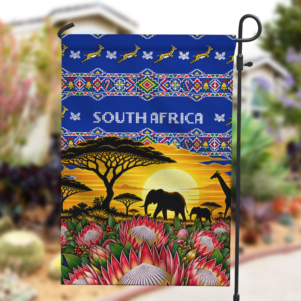 South Africa Christmas Garden Flag African Culture Protea Flower Safari Sunset
