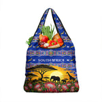 South Africa Christmas Grocery Bag African Culture Protea Flower Safari Sunset