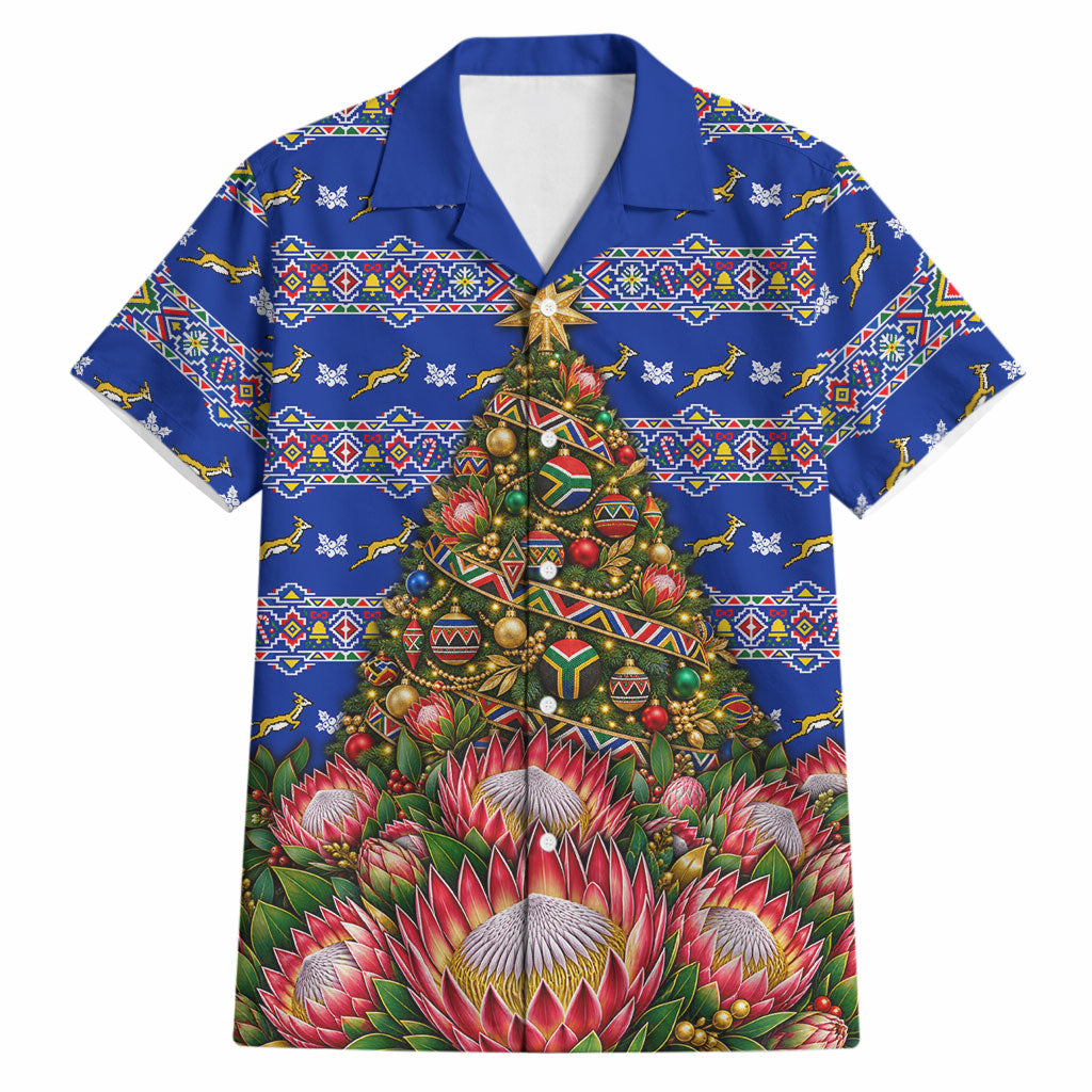 South Africa Christmas Hawaiian Shirt African Culture Protea Flower Safari Sunset