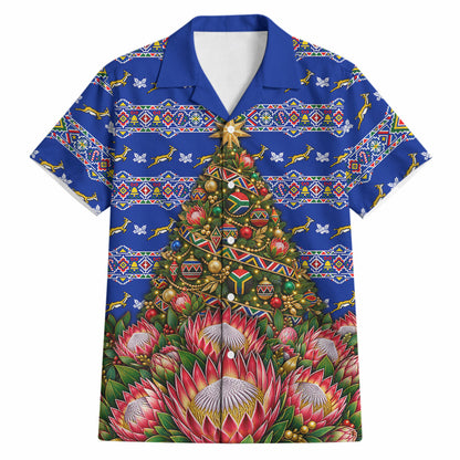 South Africa Christmas Hawaiian Shirt African Culture Protea Flower Safari Sunset