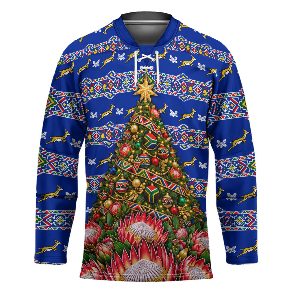 South Africa Christmas Hockey Jersey African Culture Protea Flower Safari Sunset