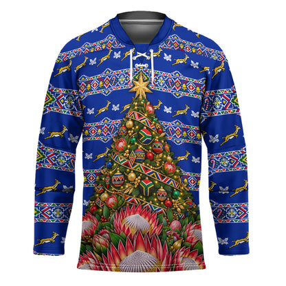 South Africa Christmas Hockey Jersey African Culture Protea Flower Safari Sunset
