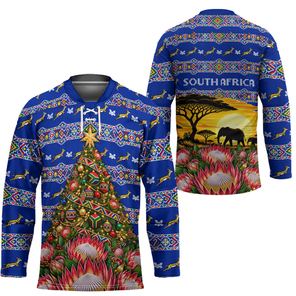 South Africa Christmas Hockey Jersey African Culture Protea Flower Safari Sunset