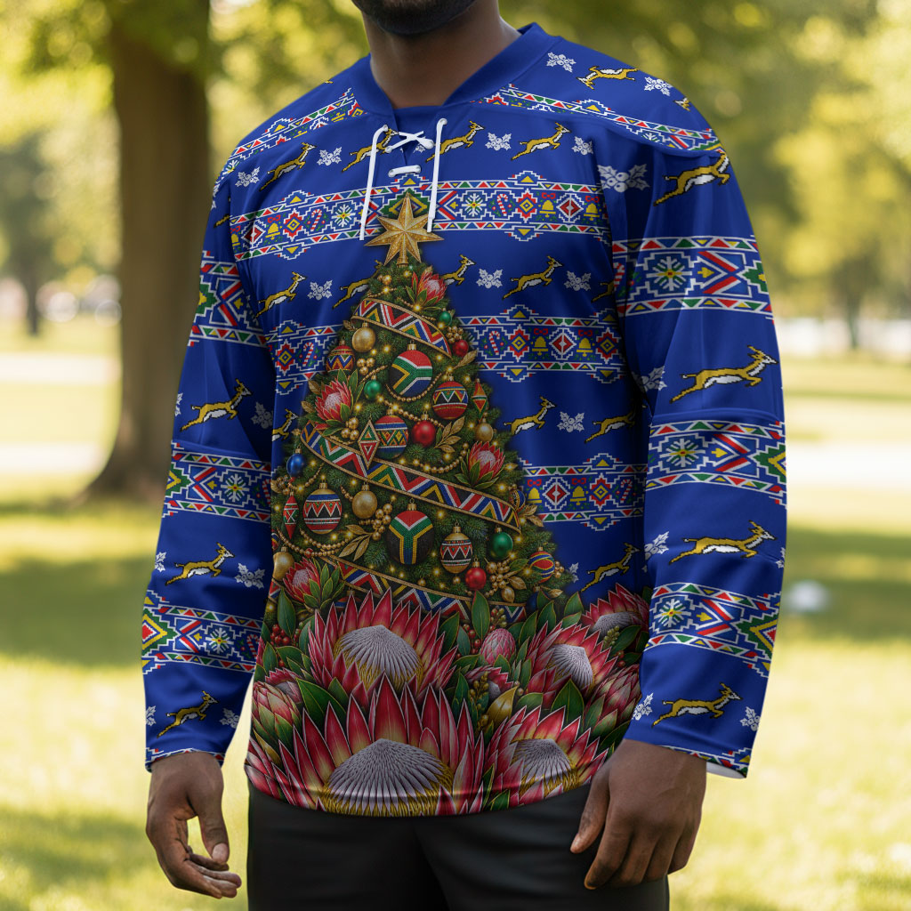 South Africa Christmas Hockey Jersey African Culture Protea Flower Safari Sunset