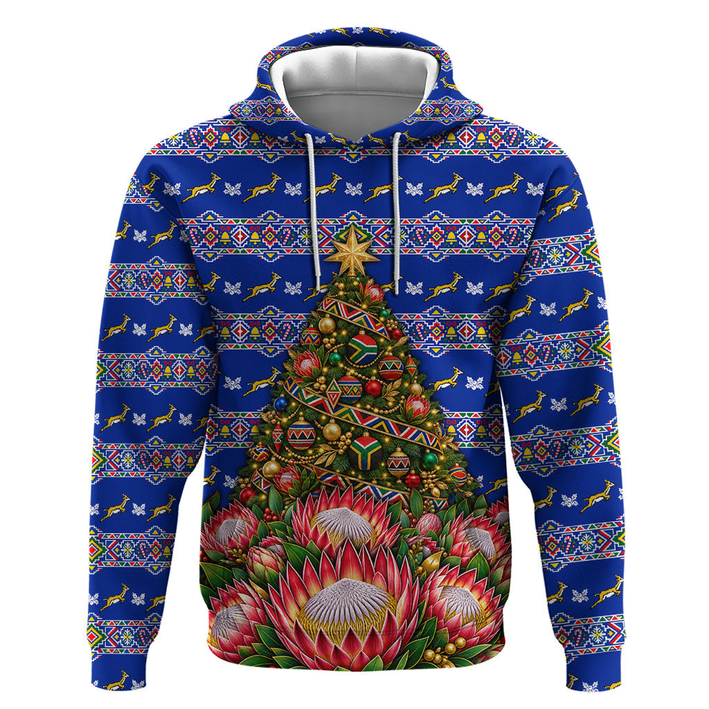 South Africa Christmas Hoodie African Culture Protea Flower Safari Sunset