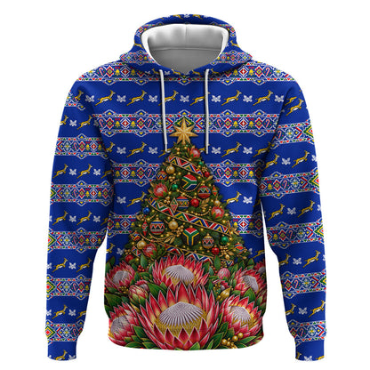 South Africa Christmas Hoodie African Culture Protea Flower Safari Sunset