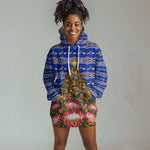 South Africa Christmas Hoodie Dress African Culture Protea Flower Safari Sunset