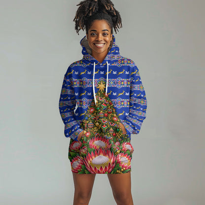 South Africa Christmas Hoodie Dress African Culture Protea Flower Safari Sunset