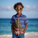 South Africa Christmas Kid Hawaiian Shirt African Culture Protea Flower Safari Sunset