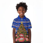 South Africa Christmas Kid Polo Shirt African Culture Protea Flower Safari Sunset