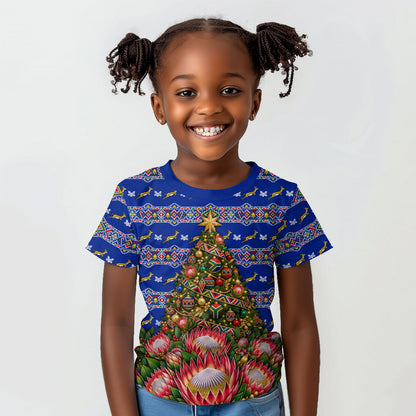 South Africa Christmas Kid T shirt African Culture Protea Flower Safari Sunset