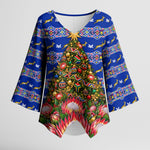 South Africa Christmas Kimono Sleeve Blouse African Culture Protea Flower Safari Sunset