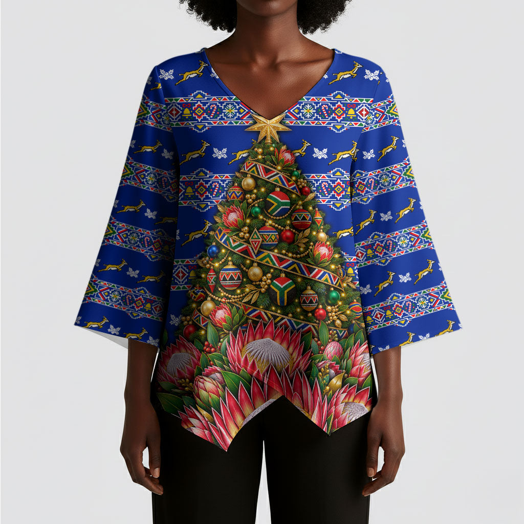 South Africa Christmas Kimono Sleeve Blouse African Culture Protea Flower Safari Sunset