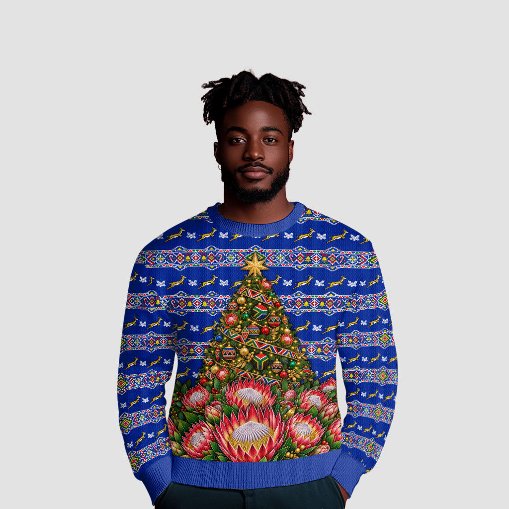 South Africa Christmas Ugly Christmas Sweater African Culture Protea Flower Safari Sunset