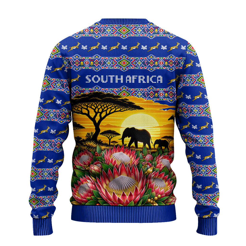 South Africa Christmas Ugly Christmas Sweater African Culture Protea Flower Safari Sunset
