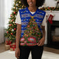 South Africa Christmas Knitted V-Neck Vest African Culture Protea Flower Safari Sunset