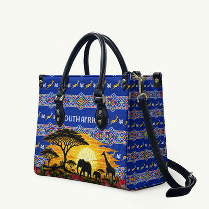 South Africa Christmas Leather Bag African Culture Protea Flower Safari Sunset