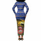 South Africa Christmas Long Sleeve Bodycon Dress African Culture Protea Flower Safari Sunset