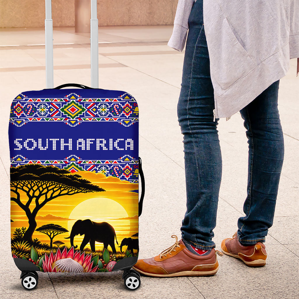 South Africa Christmas Luggage Cover African Culture Protea Flower Safari Sunset