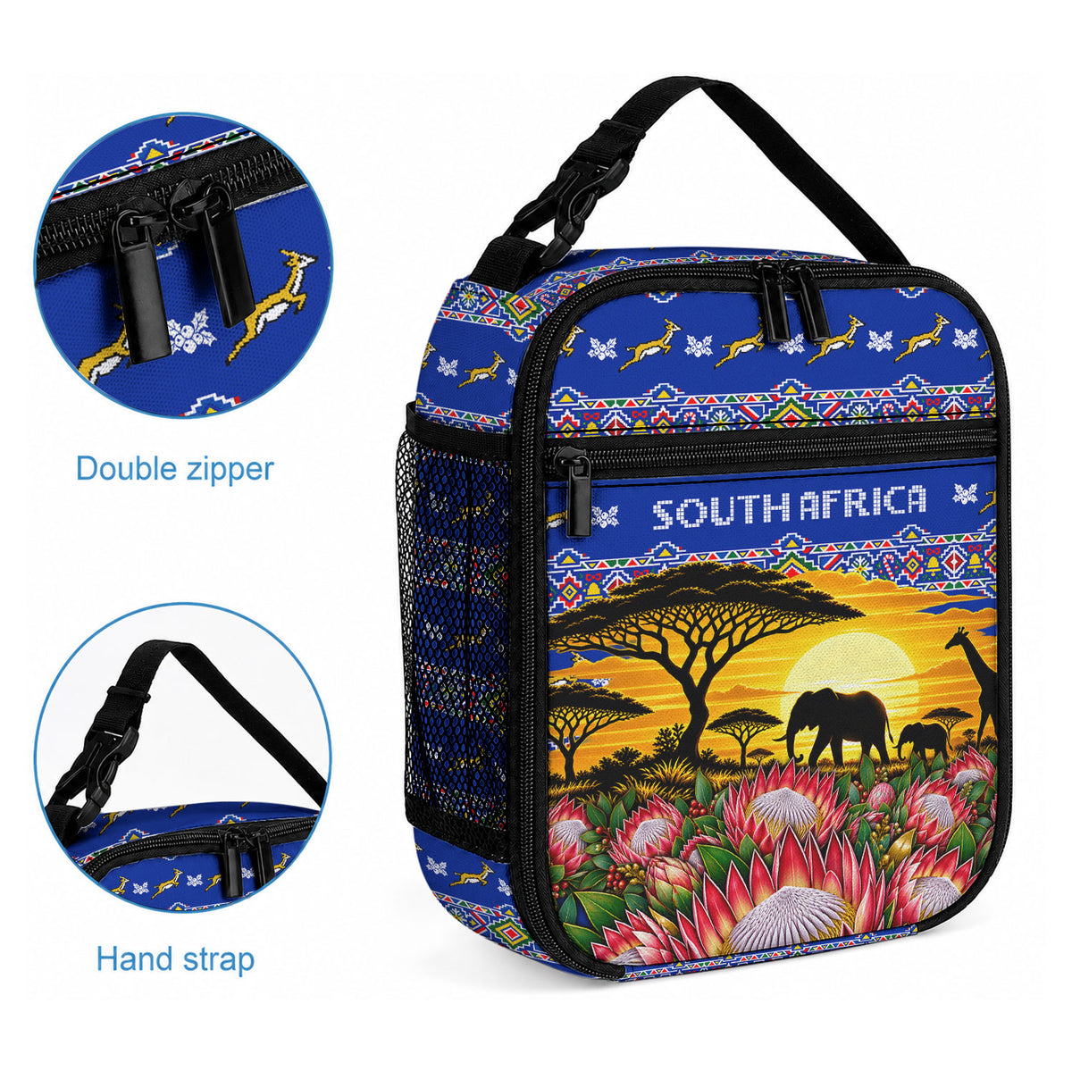 South Africa Christmas Lunch Bag African Culture Protea Flower Safari Sunset