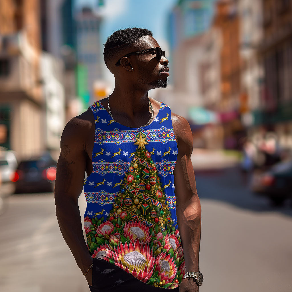 South Africa Christmas Men Tank Top African Culture Protea Flower Safari Sunset