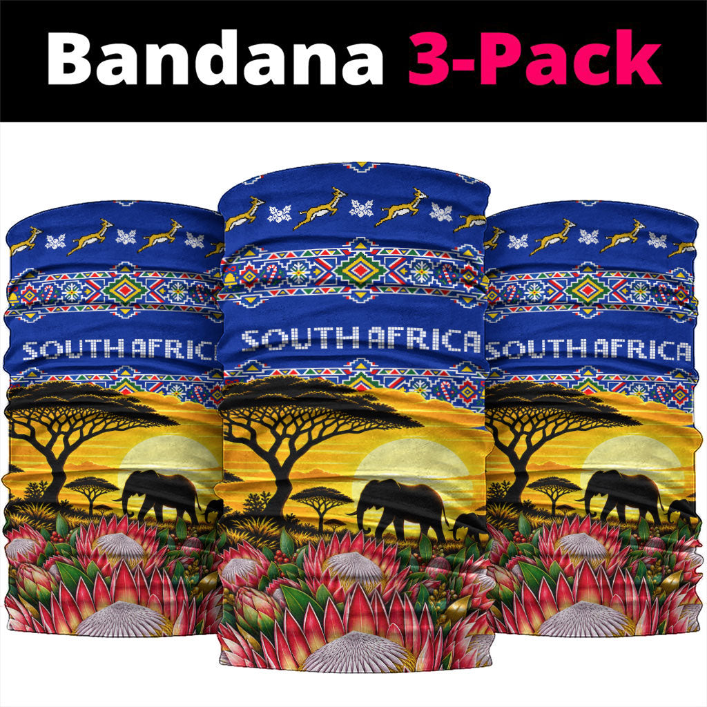 South Africa Christmas Neck Gaiter African Culture Protea Flower Safari Sunset