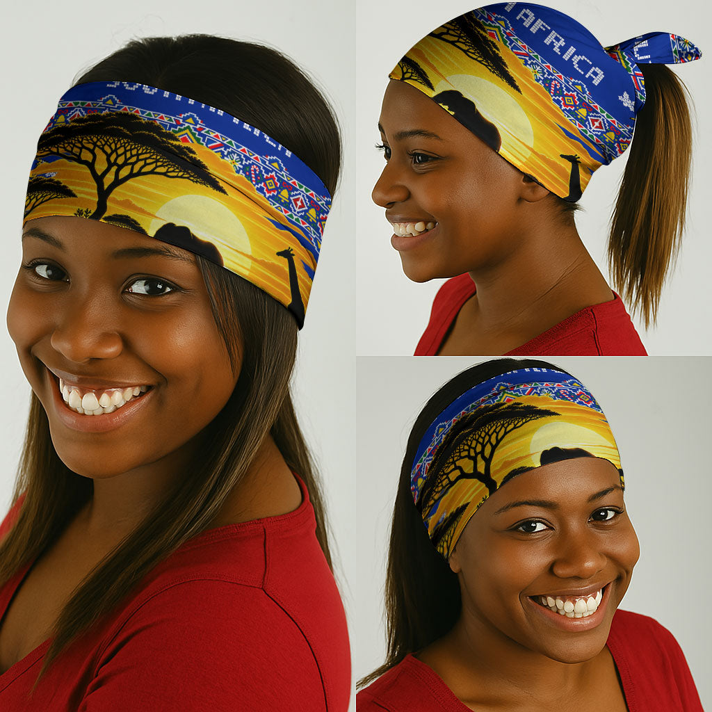 South Africa Christmas Neck Gaiter African Culture Protea Flower Safari Sunset