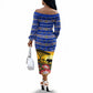 South Africa Christmas Off The Shoulder Long Sleeve Dress African Culture Protea Flower Safari Sunset
