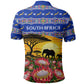 South Africa Christmas Polo Shirt African Culture Protea Flower Safari Sunset