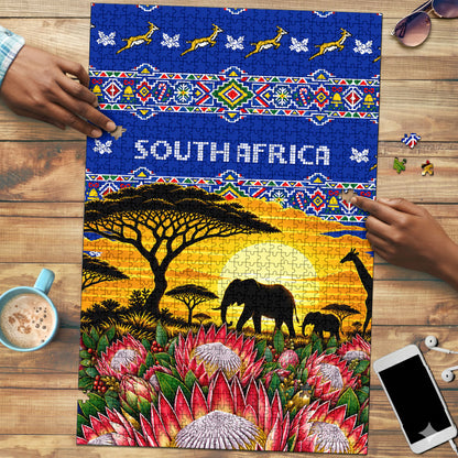 South Africa Christmas Puzzle African Culture Protea Flower Safari Sunset