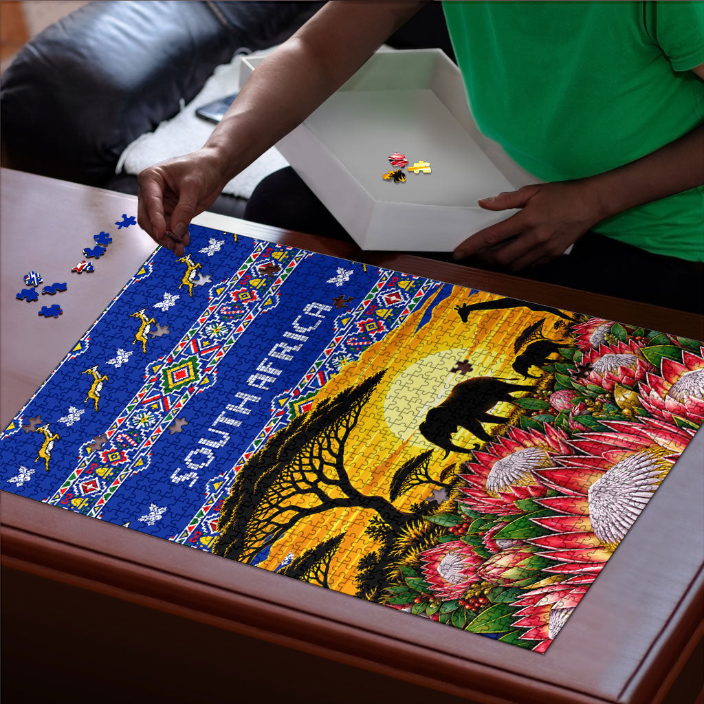 South Africa Christmas Puzzle African Culture Protea Flower Safari Sunset