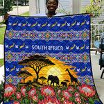 South Africa Christmas Quilt African Culture Protea Flower Safari Sunset