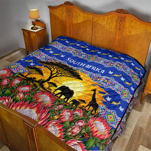 South Africa Christmas Quilt African Culture Protea Flower Safari Sunset