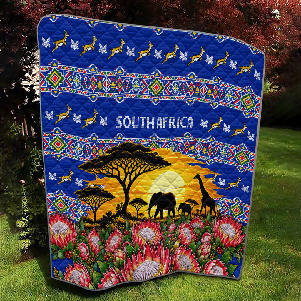 South Africa Christmas Quilt African Culture Protea Flower Safari Sunset