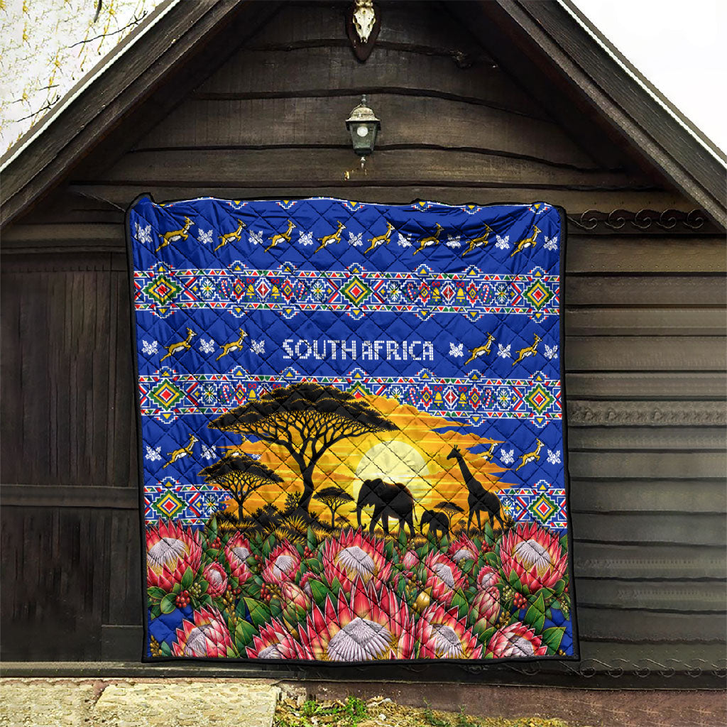 South Africa Christmas Quilt African Culture Protea Flower Safari Sunset