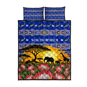 South Africa Christmas Quilt Bed Set African Culture Protea Flower Safari Sunset