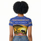 South Africa Christmas Raglan Cropped T shirt African Culture Protea Flower Safari Sunset
