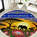 South Africa Christmas Round Carpet African Culture Protea Flower Safari Sunset