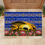 South Africa Christmas Rubber Doormat African Culture Protea Flower Safari Sunset