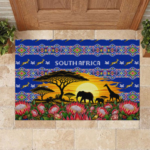 South Africa Christmas Rubber Doormat African Culture Protea Flower Safari Sunset