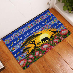 South Africa Christmas Rubber Doormat African Culture Protea Flower Safari Sunset