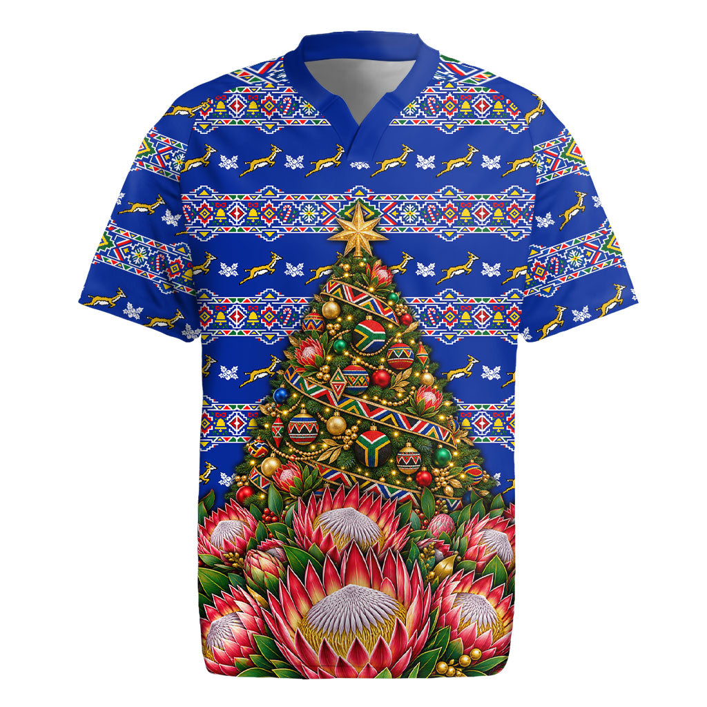 South Africa Christmas Rugby Jersey African Culture Protea Flower Safari Sunset